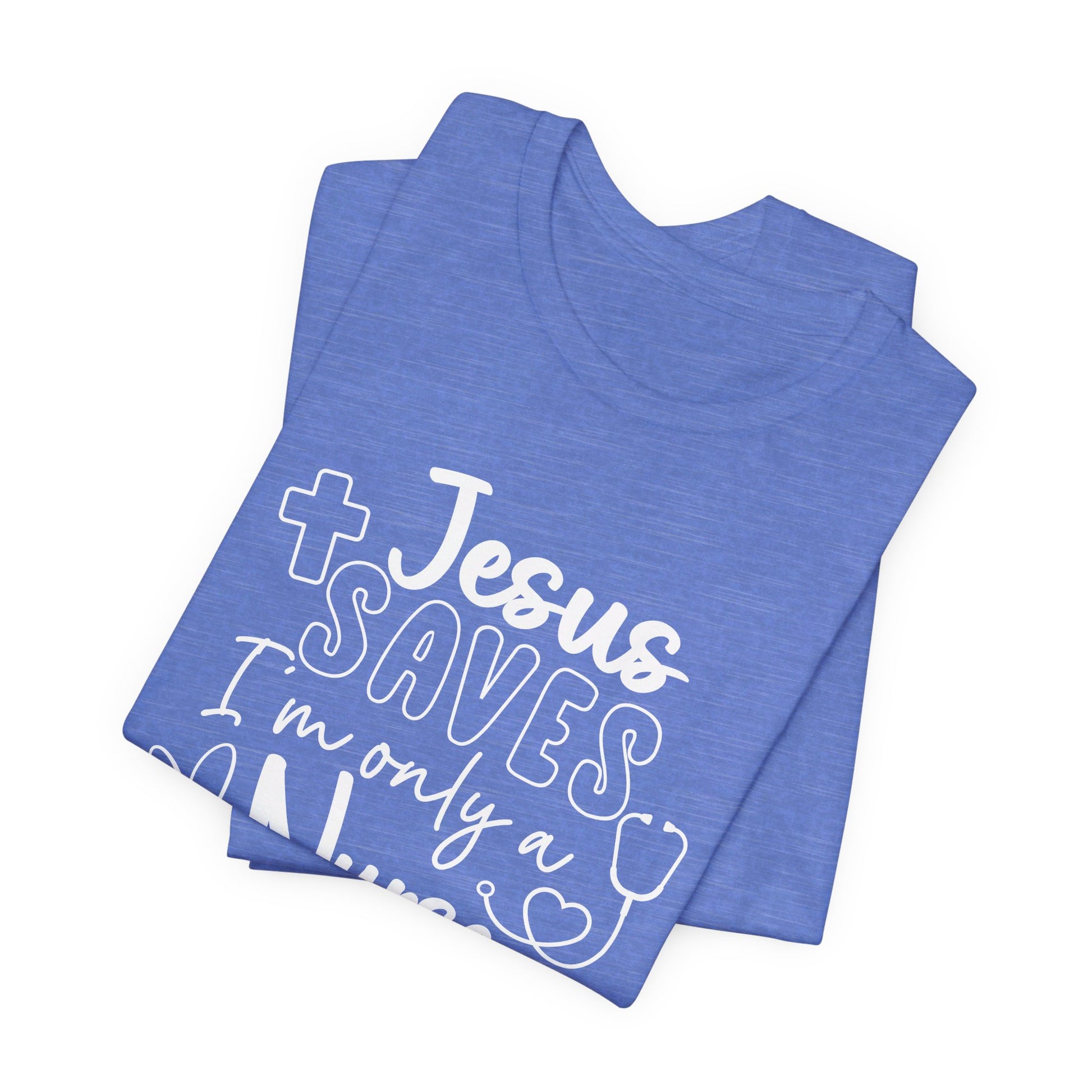 Nurse - Jesus Saves T-Shirt - Premium T-Shirt -  Follower Of Faith Apparel 2 day delivery, Christian Nurse apparel, Christian shirts for nurses, Cotton, Crew neck, DTG, Express delivery, Fast delivery, Jesus saves I’m just a nurse that lends my hands, Jesus saves I’m only a nurse who’s hands he uses, Jesus saves nurse t-shirt, Neck Labels, new arrival, new arrivals, Nurse shirts, On sale, Regular fit, Sale, T-shirts, TikTok, Unisex, Women's Clothing Shop our Christian T-Shirts & Apparel