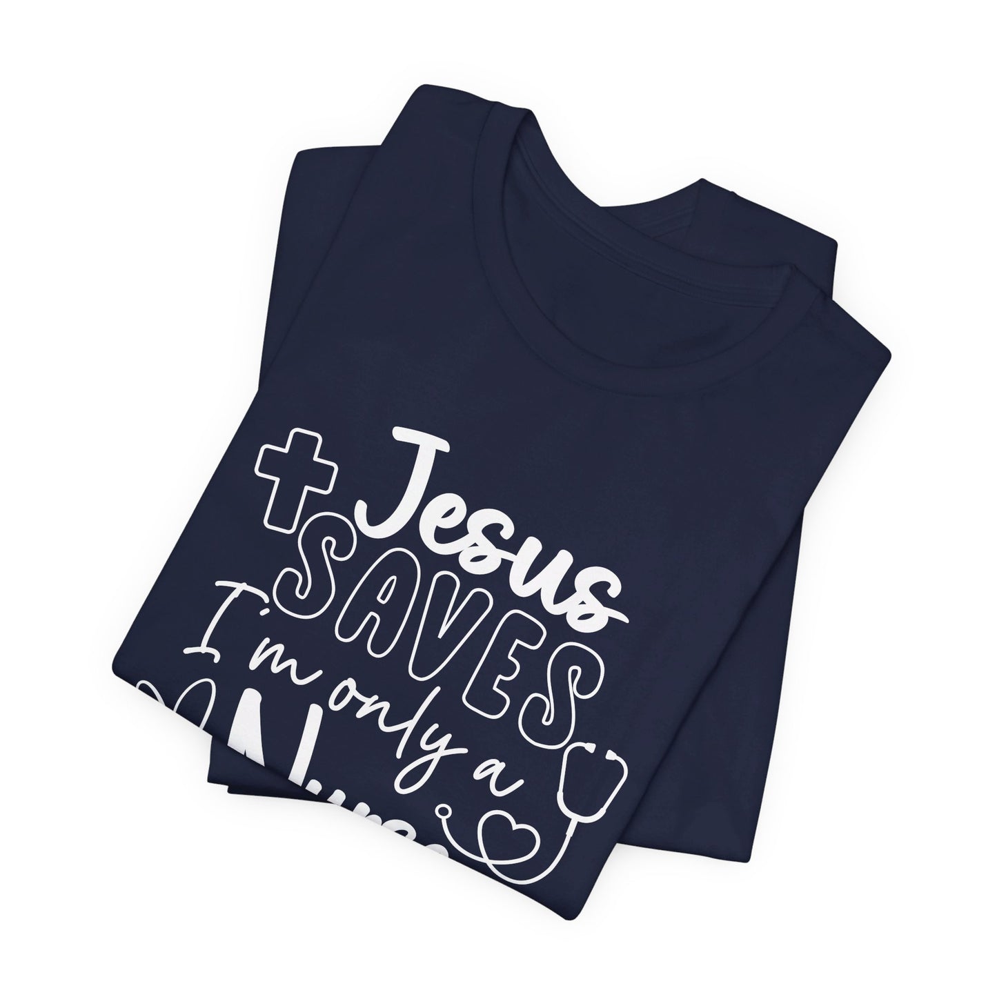 Nurse - Jesus Saves T-Shirt - Premium T-Shirt -  Follower Of Faith Apparel 2 day delivery, Christian Nurse apparel, Christian shirts for nurses, Cotton, Crew neck, DTG, Express delivery, Fast delivery, Jesus saves I’m just a nurse that lends my hands, Jesus saves I’m only a nurse who’s hands he uses, Jesus saves nurse t-shirt, Neck Labels, new arrival, new arrivals, Nurse shirts, On sale, Regular fit, Sale, T-shirts, TikTok, Unisex, Women's Clothing Shop our Christian T-Shirts & Apparel