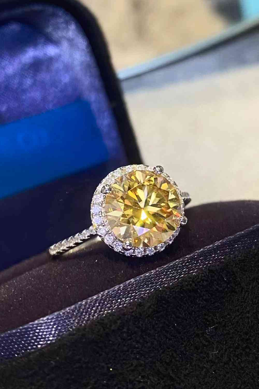 2 Carat Moissanite Round Ring (Amber tint){{ shop.domain }TrendsiBright, christian engagement rings, Christian jewelry, engagement rings, faith jewelry, jewelry, min