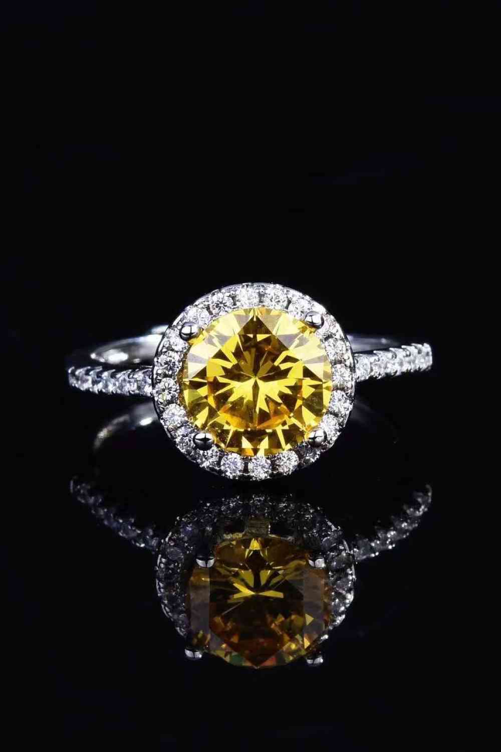 2 Carat Moissanite Round Ring (Amber tint){{ shop.domain }TrendsiBright, christian engagement rings, Christian jewelry, engagement rings, faith jewelry, jewelry, min