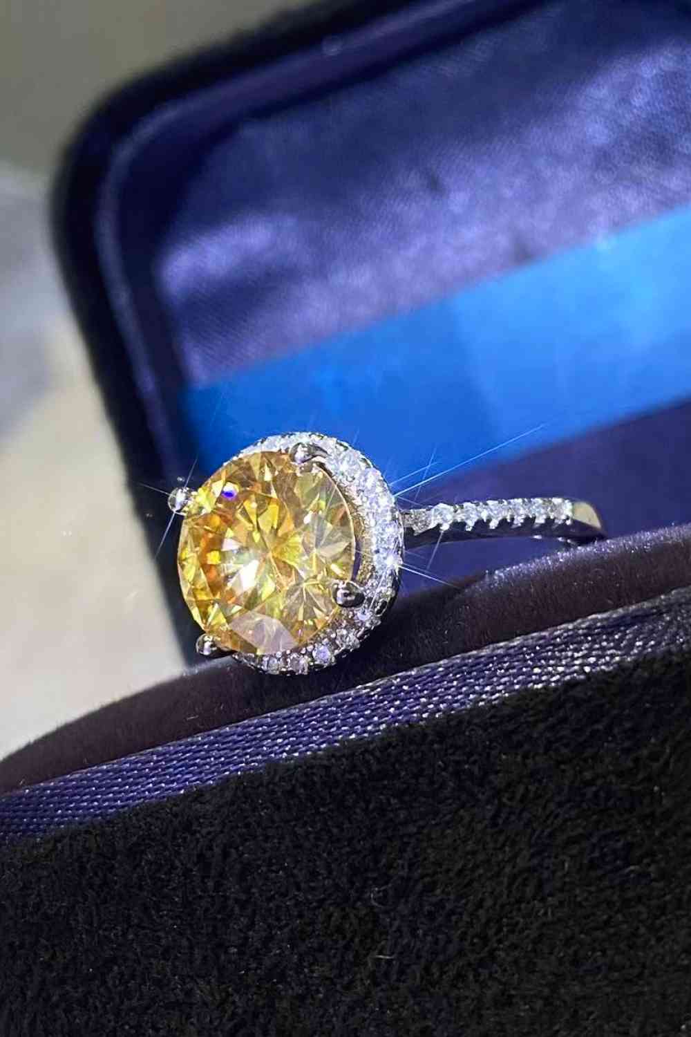 2 Carat Moissanite Round Ring (Amber tint){{ shop.domain }TrendsiBright, christian engagement rings, Christian jewelry, engagement rings, faith jewelry, jewelry, min