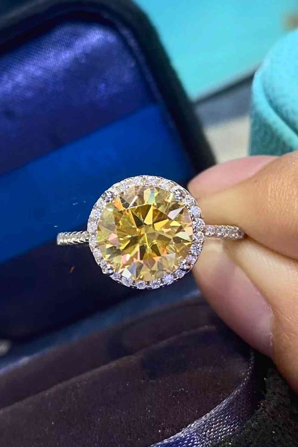 2 Carat Moissanite Round Ring (Amber tint){{ shop.domain }TrendsiBright, christian engagement rings, Christian jewelry, engagement rings, faith jewelry, jewelry, min