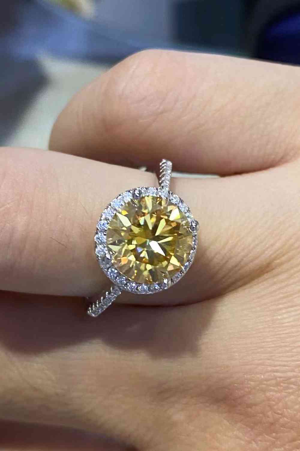 2 Carat Moissanite Round Ring (Amber tint){{ shop.domain }TrendsiBright, christian engagement rings, Christian jewelry, engagement rings, faith jewelry, jewelry, min