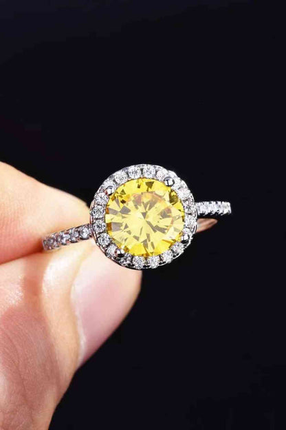 2 Carat Moissanite Round Ring (Amber tint){{ shop.domain }TrendsiBright, christian engagement rings, Christian jewelry, engagement rings, faith jewelry, jewelry, min