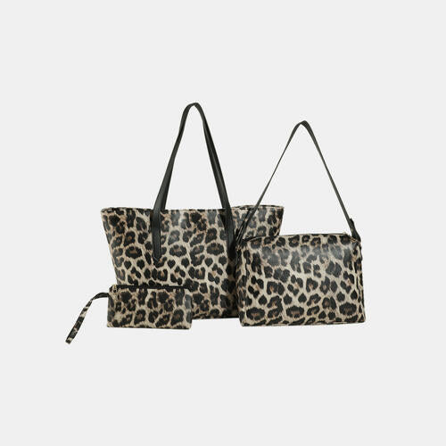 3-Piece Leopard PU Leather Bag Set - Premium Bag -  Follower Of Faith Apparel 3 piece bag set, Bags, book tote bags, Ladies hand bag, Ladies purse bags, Leopard bag, Purse, Ship From Overseas, Tote bag, Travel bag, Wallet, Weekender Bags, Y.P Shop our Christian T-Shirts & Apparel