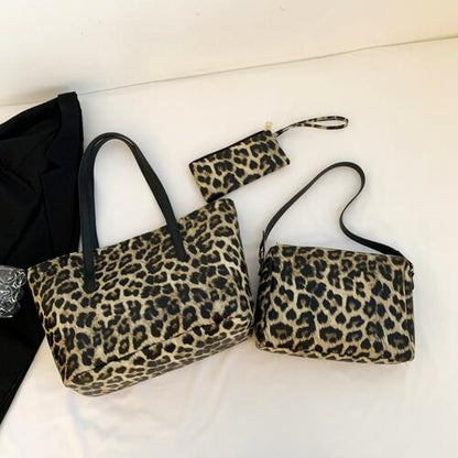 3-Piece Leopard PU Leather Bag Set - Premium Bag -  Follower Of Faith Apparel 3 piece bag set, Bags, book tote bags, Ladies hand bag, Ladies purse bags, Leopard bag, Purse, Ship From Overseas, Tote bag, Travel bag, Wallet, Weekender Bags, Y.P Shop our Christian T-Shirts & Apparel