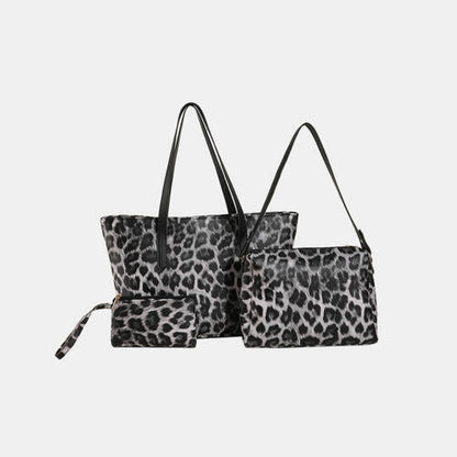 3-Piece Leopard PU Leather Bag Set - Premium Bag -  Follower Of Faith Apparel 3 piece bag set, Bags, book tote bags, Ladies hand bag, Ladies purse bags, Leopard bag, Purse, Ship From Overseas, Tote bag, Travel bag, Wallet, Weekender Bags, Y.P Shop our Christian T-Shirts & Apparel