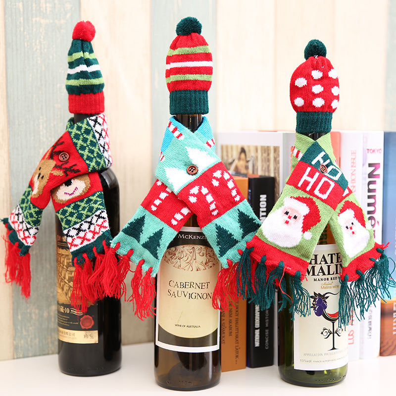 Christmas Hat and Scarf Wine Bottle Decoration - Premium Home & Decor -  Follower Of Faith Apparel Christmas decor, Christmas wine bottle holder, Christmas wine bottle scarf, Christmas wine gift, H&Bi, Home & Decor, Home & Living, new, new arrival, Ship From Overseas, Wine bottle Christmas decoration, Wine bottle cover, Wine bottle decor, Wine bottle holder, Wine bottle scarf Shop our Christian T-Shirts & Apparel