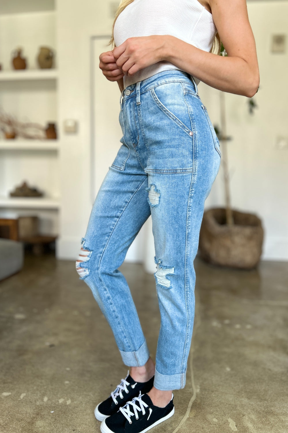 Judy Blue Distressed Straight Patch Pocket Jeans - Premium Ladies jeans -  Follower Of Faith Apparel Fast delivery, fast shipping, Judy Blue, Judy blue best seller, Judy blue distressed, Judy Blue distressed patched Pocket jeans, Judy blue high rise jeans, Judy blue high waisted, Judy Blue Jeans, Judy Blue patch Pocket jeans, Judy blue straight leg, new, new arrival, On sale, Sale, Ship from USA, women's bottoms, Women's Clothing, Women's jeans, Womens Judy Blue Shop our Christian T-Shirts & Apparel