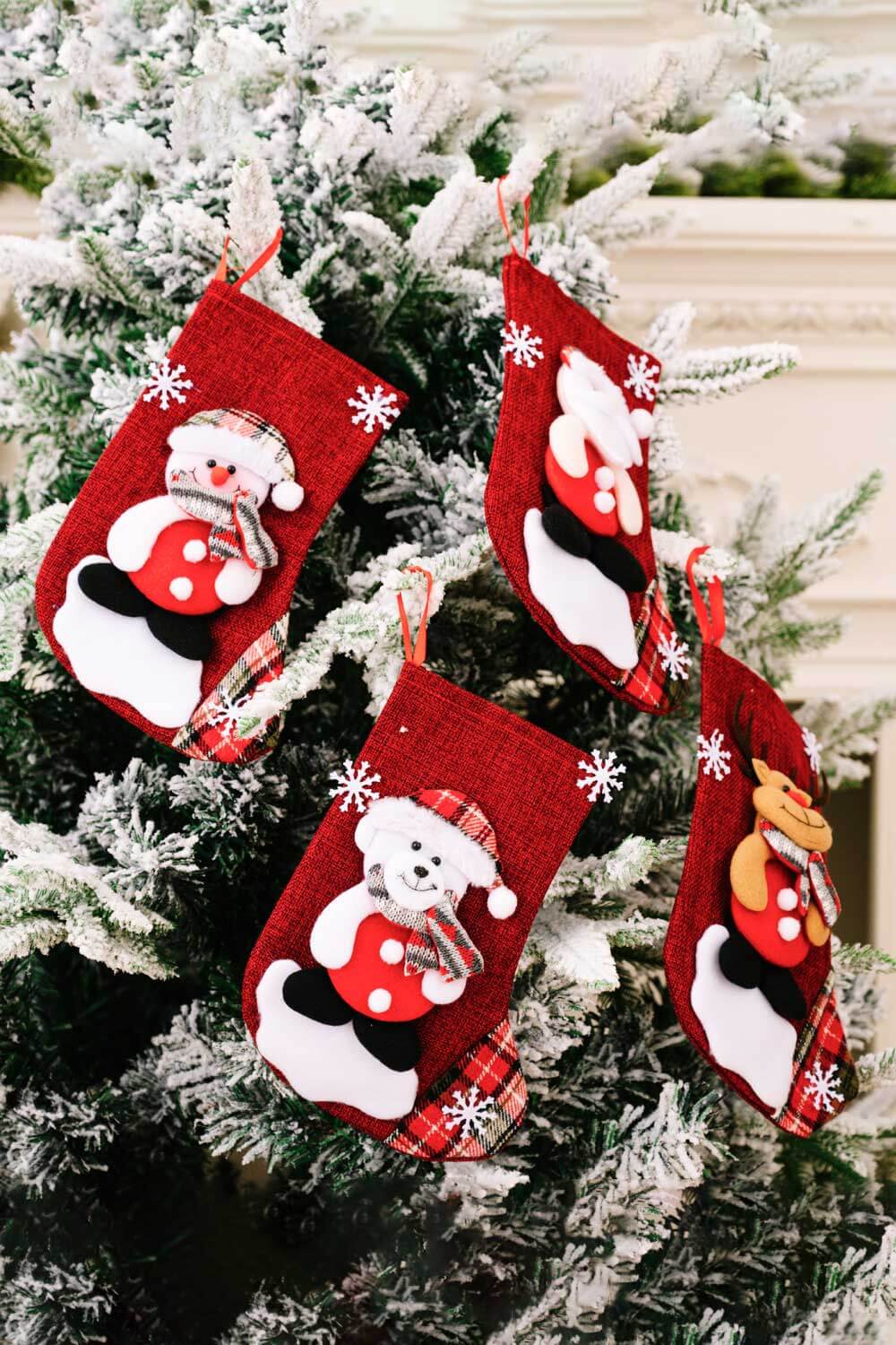 4-Pack Snowflake Christmas Stocking Hanging Widgets - Premium Home & Decor -  Follower Of Faith Apparel Christmas decor, Christmas decorations, Christmas stockings, H&Bi, Holiday, Holiday cheer, Holiday collection, Holiday stockings, Home & Decor, Home decor for christmas, new arrival, new arrivals, Ship From Overseas, Stockings Shop our Christian T-Shirts & Apparel