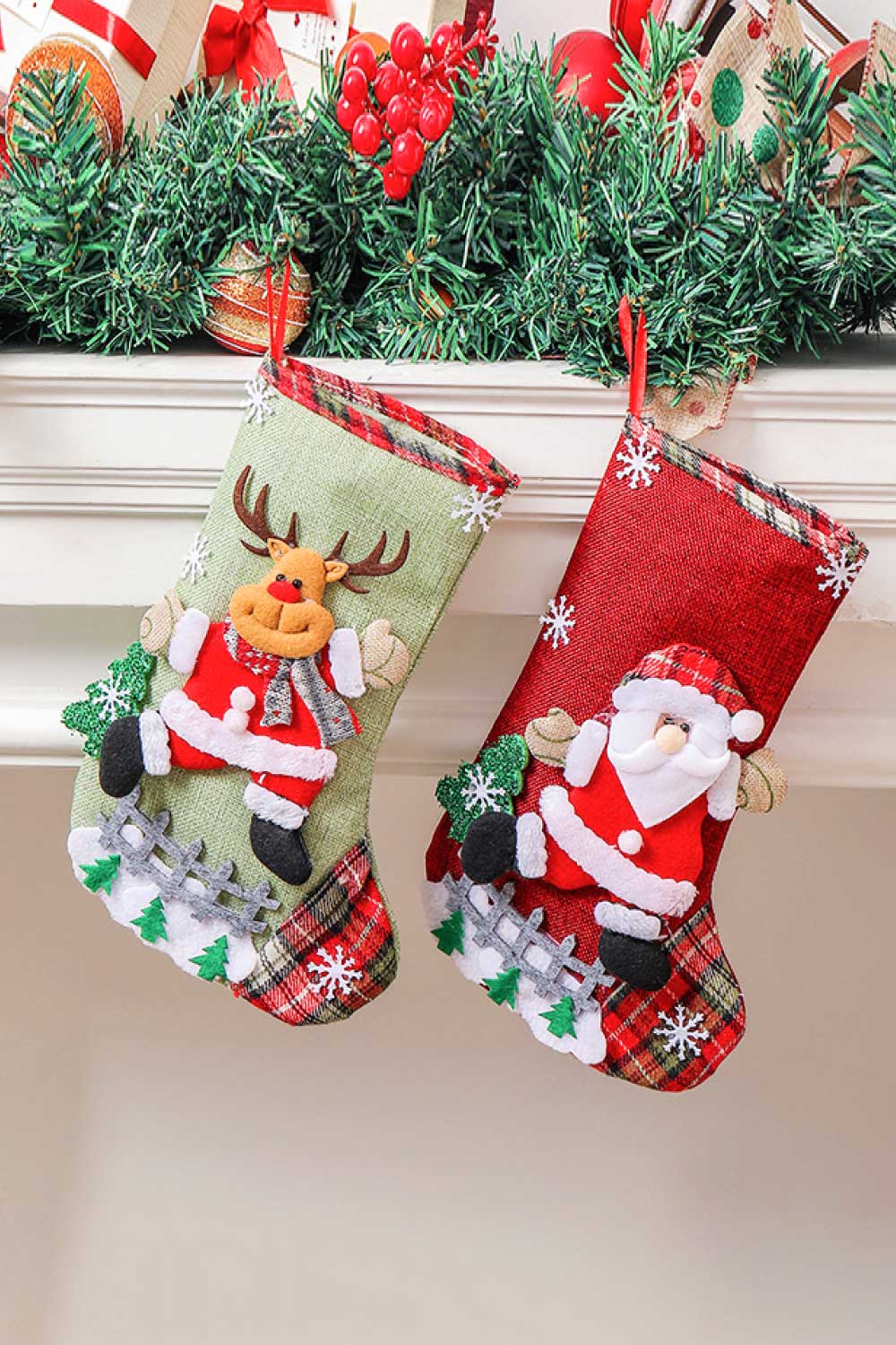 4-Pack Plaid Christmas Stockings - Premium Home & Decor -  Follower Of Faith Apparel 4 pack holiday stockings, Christmas decor, Christmas family stockings, Christmas stockings, H&Bi, Holiday cheer, Holiday decor, Home & Decor, Living decor, new, new arrival, Ship From Overseas Shop our Christian T-Shirts & Apparel