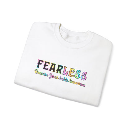 Fearless Because Jesus Holds Tomorrow Sweatshirt - Premium Sweatshirt -  Follower Of Faith Apparel Christian sweatshirt, Crew neck, DTG, Fearless because Jesus holds tomorrow shirt, Jesus sweatshirt, Neck Labels, Regular fit, Sweatshirts, TikTok, Unisex, Women's Clothing, Womens fearless sweatshirt, Womens winter apparel, Women’s faith clothing Shop our Christian T-Shirts & Apparel