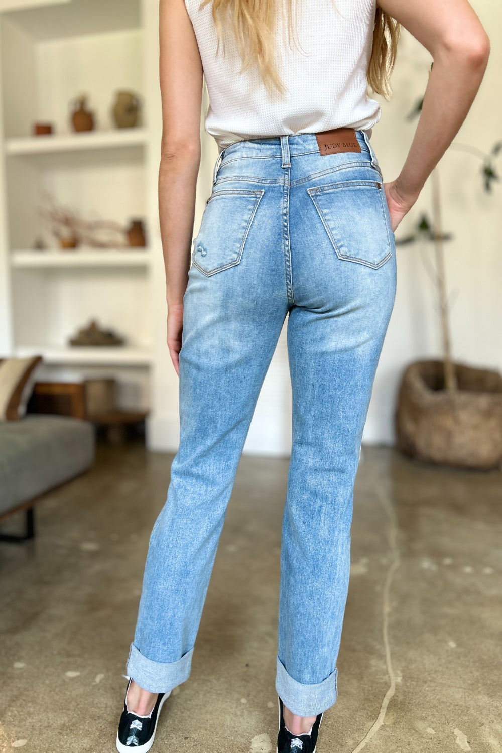 Judy Blue Distressed Straight Patch Pocket Jeans - Premium Ladies jeans -  Follower Of Faith Apparel Fast delivery, fast shipping, Judy Blue, Judy blue best seller, Judy blue distressed, Judy Blue distressed patched Pocket jeans, Judy blue high rise jeans, Judy blue high waisted, Judy Blue Jeans, Judy Blue patch Pocket jeans, Judy blue straight leg, new, new arrival, On sale, Sale, Ship from USA, women's bottoms, Women's Clothing, Women's jeans, Womens Judy Blue Shop our Christian T-Shirts & Apparel