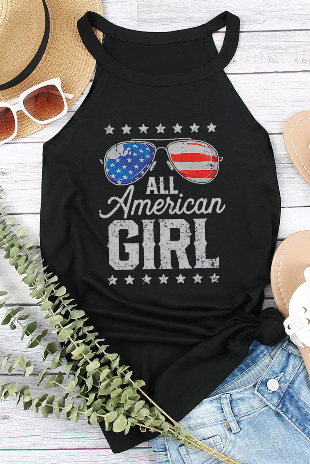 ALL AMERICAN GIRL Graphic Tank - Premium Ladies Tank Top -  Follower Of Faith Apparel Ship From Overseas, SYNZ Shop our Christian T-Shirts & Apparel