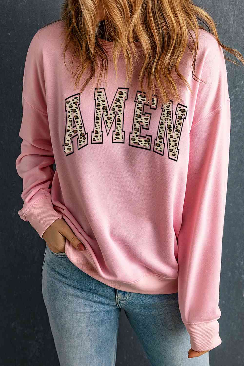 AMEN Leopard Ladies Sweatshirt - Premium Ladies Sweatshirt -  Follower Of Faith Apparel Amen, Amen leopard print sweatshirt, Amen sweatshirt, Ladies sweater, Ladies sweatshirt, Ladies sweatshirts, Leopard, Leopard print, Leopard print sweatshirt, Leopard sweatshirts, new, new arrival, new arrivals, Ship From Overseas, SYNZ Shop our Christian T-Shirts & Apparel