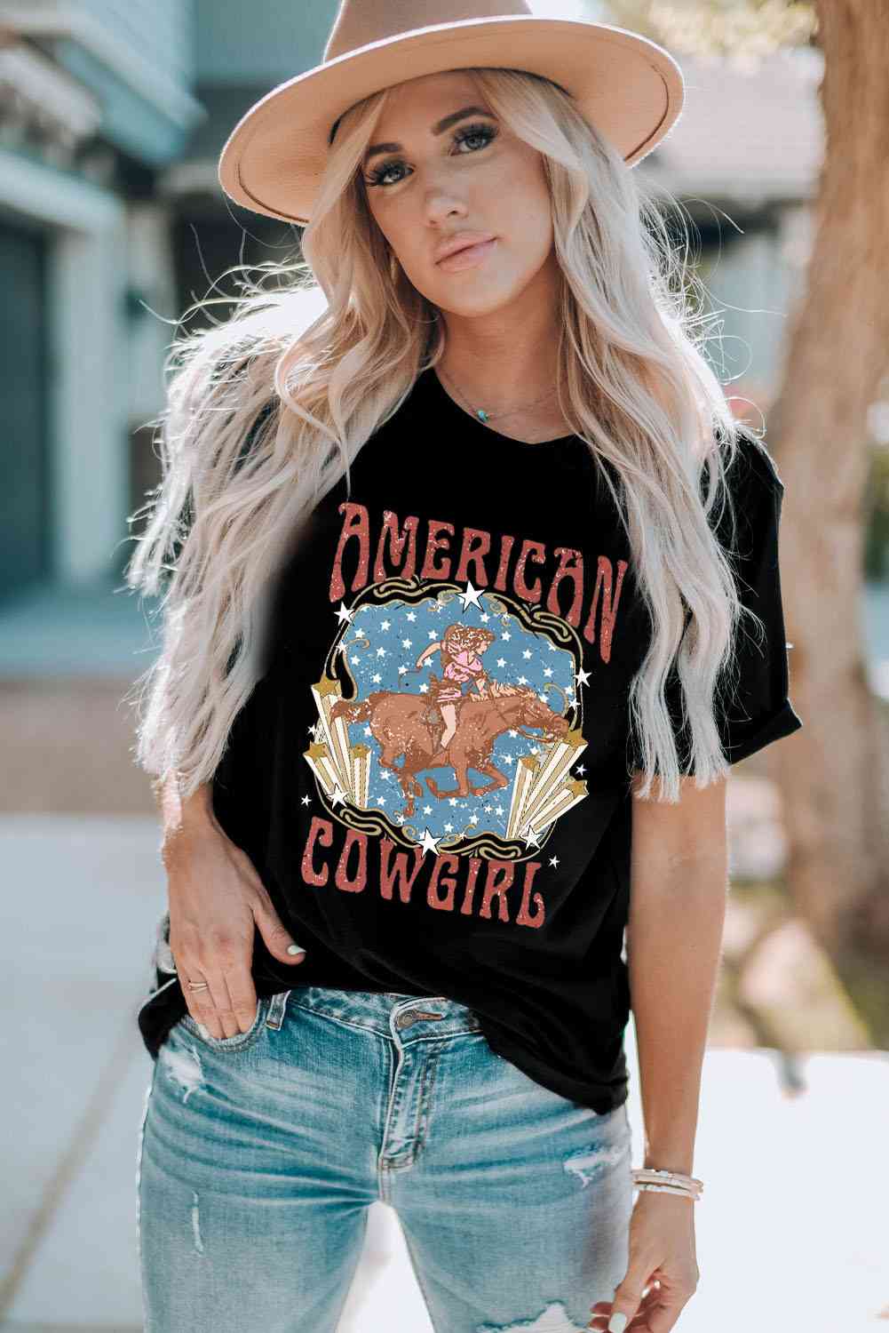 AMERICAN COWGIRL Ladies T-Shirt - Premium T-Shirt -  Follower Of Faith Apparel American cowgirl tee, Christian cowgirl shirts, Christian cowgirl t shirts, Cowgirl apparel, cowgirl life, Cowgirl Life t shirt, Cowgirl life t shirts, Cowgirl t shirts, Cowgirl tees, ladies Short sleeve, ladies Short Sleeve t shirt, ladies Short Sleeve tee, ladies short sleeve tees, Ship From Overseas, SYNZ, T shirts for cowgirls Shop our Christian T-Shirts & Apparel