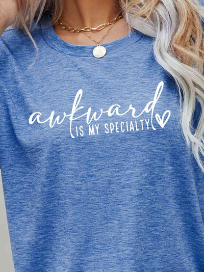 AWKWARD IS MY SPECIALTY Ladies Short Sleeve T-Shirt - Premium Ladies Short Sleeve T-Shirt -  Follower Of Faith Apparel awkward is my specialty, Changeable, funny minimalist, green, grey, humorous tee, ladies Short sleeve, ladies Short Sleeve t shirt, ladies Short Sleeve tee, ladies short sleeve tees, Minimalist apparel, Minimalist t shirts, minimalist tees for ladies, Ship From Overseas Shop our Christian T-Shirts & Apparel