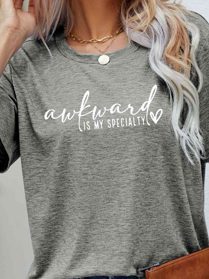 AWKWARD IS MY SPECIALTY Ladies Short Sleeve T-Shirt - Premium Ladies Short Sleeve T-Shirt -  Follower Of Faith Apparel awkward is my specialty, Changeable, funny minimalist, green, grey, humorous tee, ladies Short sleeve, ladies Short Sleeve t shirt, ladies Short Sleeve tee, ladies short sleeve tees, Minimalist apparel, Minimalist t shirts, minimalist tees for ladies, Ship From Overseas Shop our Christian T-Shirts & Apparel