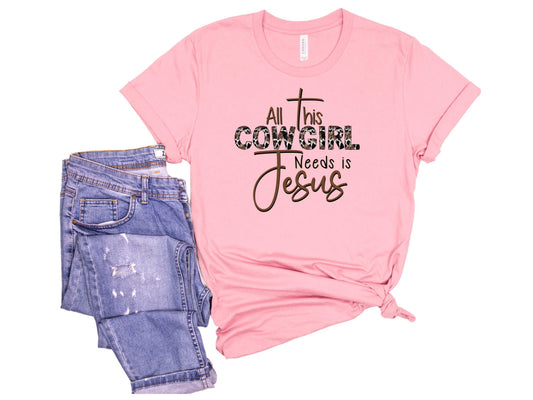 All This Cowgirl Needs Is Jesus Youth T-Shirt - Premium Kids clothes -  Follower Of Faith Apparel All this cowgirl needs is Jesus t shirt, Back-to-School, Christian youth t shirts, Cotton, Cowgirl t shirts, Cowgirl tees for youth, Kids, Kids Christian apparel, Kids faith t shirts, Kids' Clothing, Regular fit, T-shirts, youth, Youth Christian t shirt, Youth tees Shop our Christian T-Shirts & Apparel