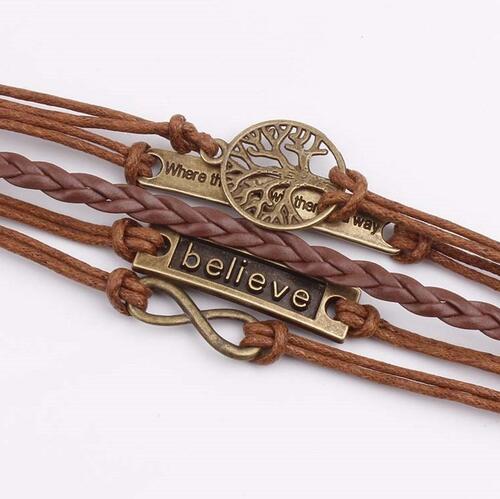 Alloy PU Leather Rope Bracelet - Premium bracelet -  Follower Of Faith Apparel believe bracelet, Christian bracelet, Christian jewelry, leather rope bracelet, new, S.P., Ship From Overseas Shop our Christian T-Shirts & Apparel