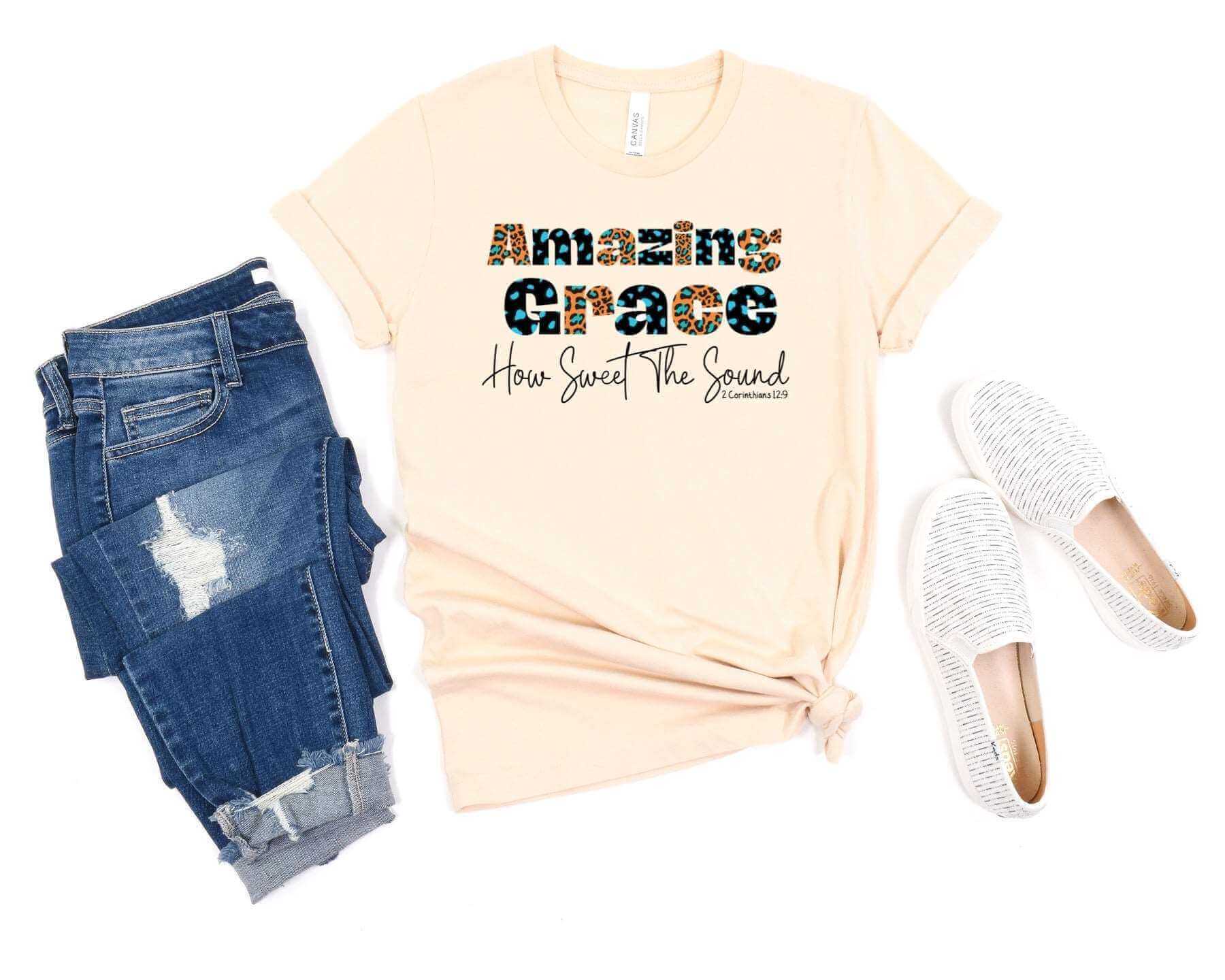 Amazing Grace Ladies Short Sleeve T-Shirt - Premium Ladies Short Sleeve T-Shirt -  Follower Of Faith Apparel Amazing Grace How Sweet The Sound Tee, Amazing Grace t shirt, Christian  shirts for women, Christian T shirt for women, Cotton, Crew neck, Jesus tees for ladies, ladies Christian apparel, ladies Christian tees, ladies Short sleeve, Regular fit, short sleeve ladies Christian shirt, T-shirts, Unisex, Women's Clothing, Women’s Christian t shirts Shop our Christian T-Shirts & Apparel