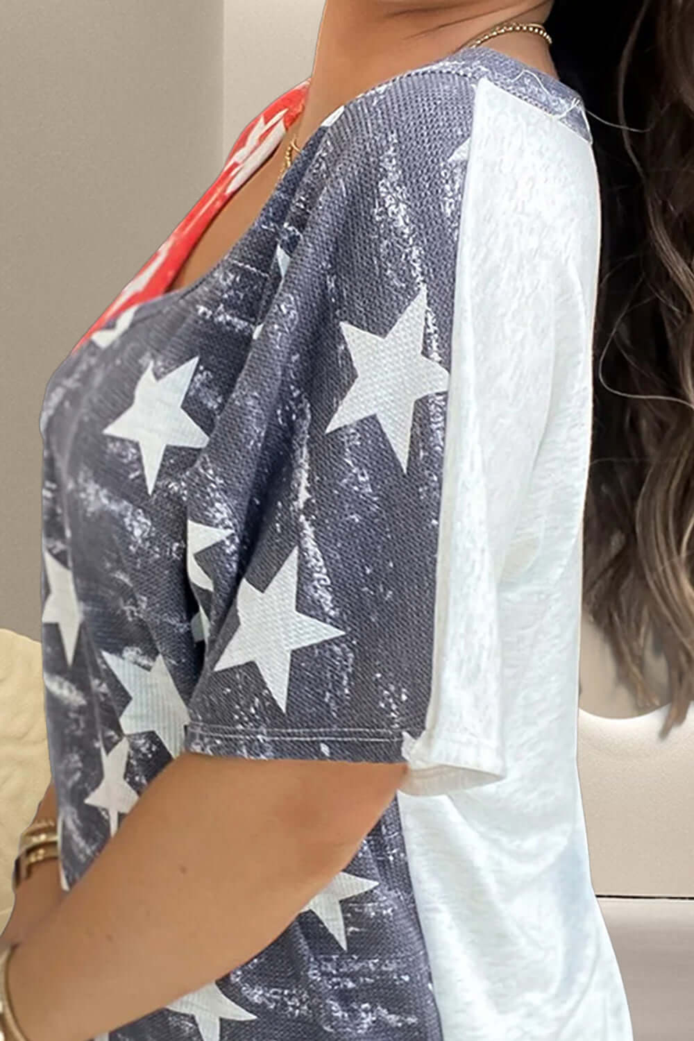 American Star Surplice Ladies T-Shirt - Premium Ladies T-Shirt -  Follower Of Faith Apparel America flag tee, american, American apparel, american flag design, American flag print t shirt, follower, Fourth of July, Fourth of July tees, ladies, length, new arrival, new arrivals, Sale, Ship From Overseas, shirt, star, Stars, Stars cut v neck t shirt, stretch, stylish, surplice, this Shop our Christian T-Shirts & Apparel