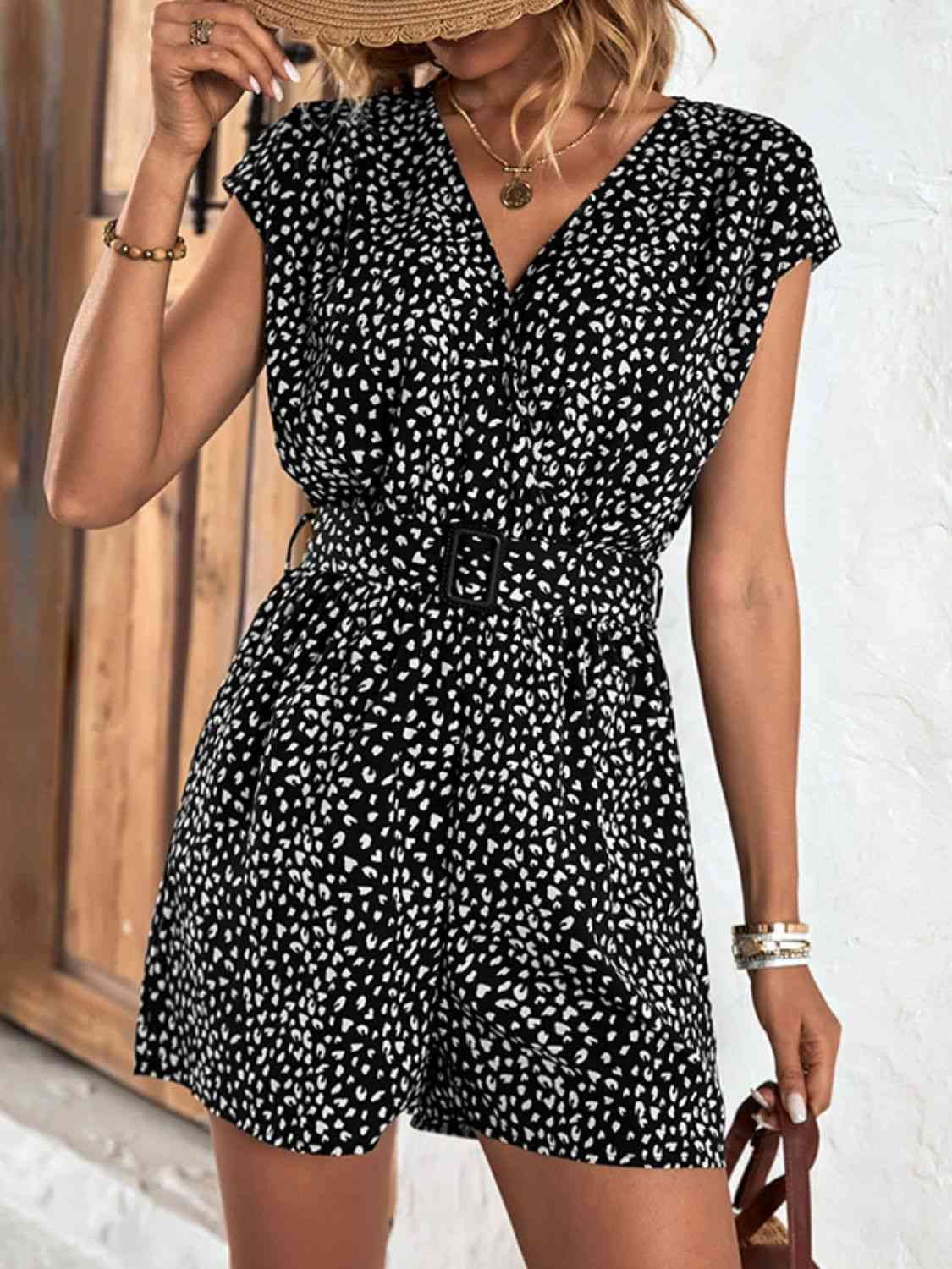 Animal Print Belted Romper - Premium Ladies Rompers -  Follower Of Faith Apparel Animal print, Animal print romper, Hundredth, Ladies Romper, Leopard, Leopard romper, romper jumpsuit, Rompers, Ship From Overseas, Shipping delay February 4 - February 17, Womens romper, Women’s romper Shop our Christian T-Shirts & Apparel