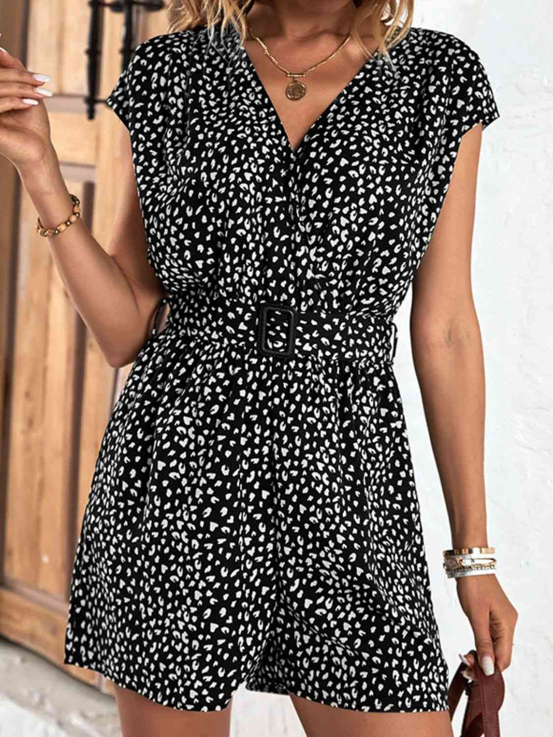 Animal Print Belted Romper - Premium Ladies Rompers -  Follower Of Faith Apparel Animal print, Animal print romper, Hundredth, Ladies Romper, Leopard, Leopard romper, romper jumpsuit, Rompers, Ship From Overseas, Shipping delay February 4 - February 17, Womens romper, Women’s romper Shop our Christian T-Shirts & Apparel