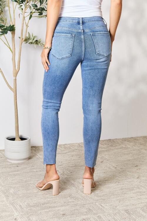 BAYEAS Raw Hem Ladies Skinny Jeans - Premium Jeans -  Follower Of Faith Apparel BAYEAS, denim distressed jeans, distressed jeans, highly distressed ladies jeans, Ladies Jeans, raw hem, raw hem jeans, Ship from USA, skinny jeans Shop our Christian T-Shirts & Apparel