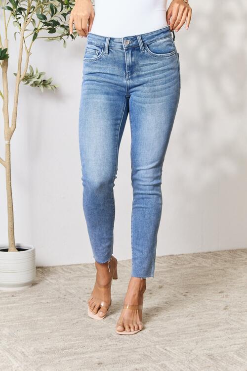 BAYEAS Raw Hem Ladies Skinny Jeans - Premium Jeans -  Follower Of Faith Apparel BAYEAS, denim distressed jeans, distressed jeans, highly distressed ladies jeans, Ladies Jeans, raw hem, raw hem jeans, Ship from USA, skinny jeans Shop our Christian T-Shirts & Apparel