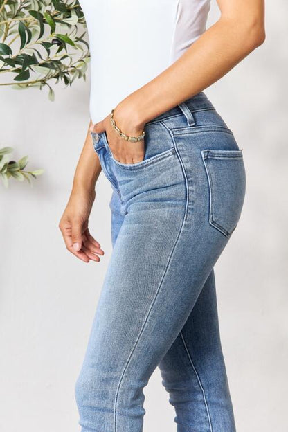 BAYEAS Raw Hem Ladies Skinny Jeans - Premium Jeans -  Follower Of Faith Apparel BAYEAS, denim distressed jeans, distressed jeans, highly distressed ladies jeans, Ladies Jeans, raw hem, raw hem jeans, Ship from USA, skinny jeans Shop our Christian T-Shirts & Apparel