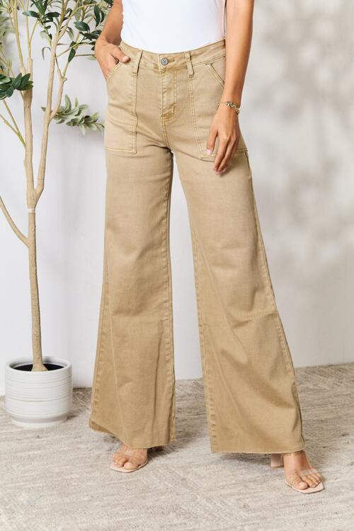 BAYEAS Raw Hem Wide Leg Jeans - Premium Jeans -  Follower Of Faith Apparel BAYEAS, Bayes raw hem jeans, ladies jeans, Ship from USA Shop our Christian T-Shirts & Apparel