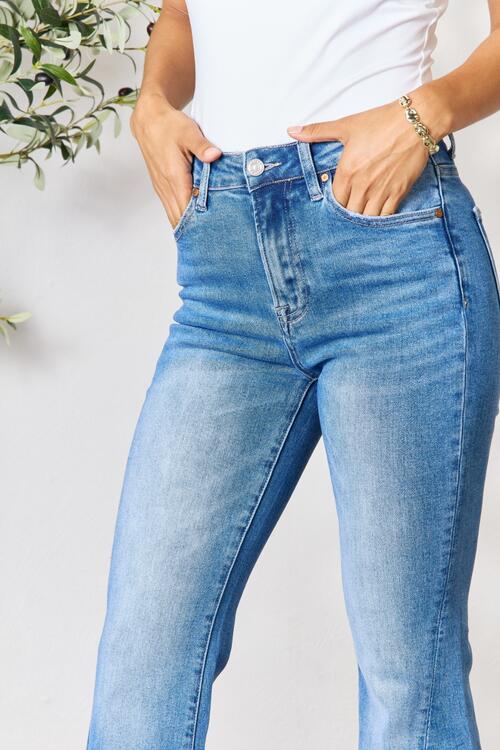 BAYEAS Slit Flare Ladies Jeans - Premium Jeans -  Follower Of Faith Apparel BAYEAS, Bootcut slit, Jeans bootcut with slit, Ship from USA, Slit Shop our Christian T-Shirts & Apparel