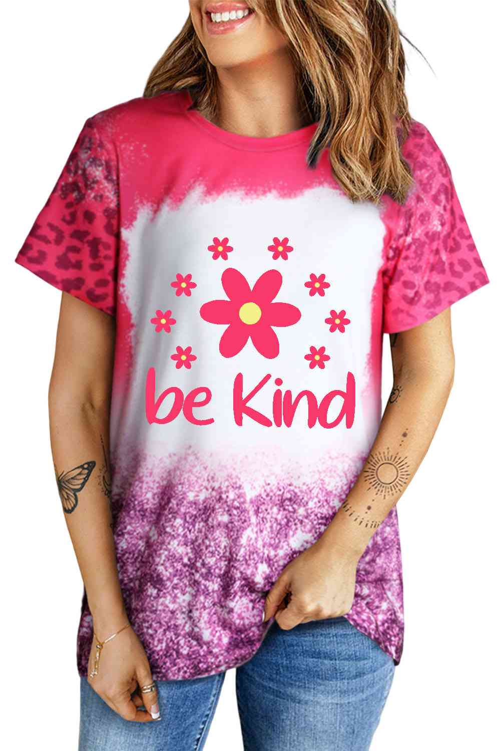 BE KIND Flower Leopard Ladies Short Sleeve T-Shirt - Premium Ladies Short Sleeve T-Shirt -  Follower Of Faith Apparel Christian T shirt for women, Christian t shirts for ladies, ladies Short sleeve, ladies Short Sleeve t shirt, ladies Short Sleeve tee, ladies short sleeve tees, new arrival, new arrivals, Ship From Overseas, SYNZ, Valentine's Day Picks, Valentines day, Valentines picks Shop our Christian T-Shirts & Apparel