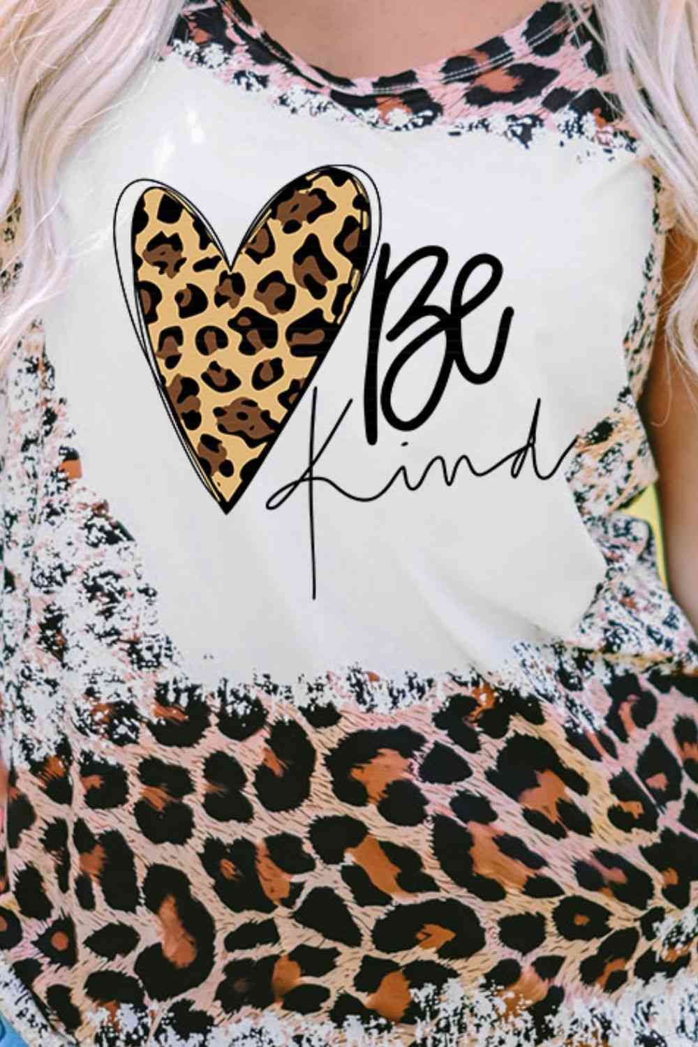 BE KIND Graphic Leopard Ladies Tank Top - Premium Tank Tops -  Follower Of Faith Apparel Be kind ladies tank top, Be kind top, Bleached tee, Christian Bleached t shirts, faith tanks, Heart tank, ladies tank top, Ladies Tank Tops, Leopard tank top, Ship From Overseas, SYNZ, Tank top with hearts Shop our Christian T-Shirts & Apparel