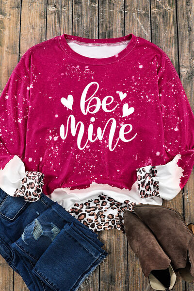 BE MINE Leopard Round Neck Ladies Sweatshirt - Premium Sweatshirt -  Follower Of Faith Apparel Be mine, Hearts, Ladies sweatshirt, Ladies sweatshirts, new, new arrival, new arrivals, Ship From Overseas, SYNZ, Valentine's Day Picks, Valentines day, Valentines picks Shop our Christian T-Shirts & Apparel