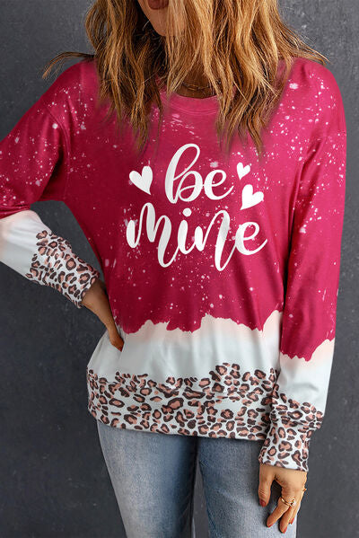 BE MINE Leopard Round Neck Ladies Sweatshirt - Premium Sweatshirt -  Follower Of Faith Apparel Be mine, Hearts, Ladies sweatshirt, Ladies sweatshirts, new, new arrival, new arrivals, Ship From Overseas, SYNZ, Valentine's Day Picks, Valentines day, Valentines picks Shop our Christian T-Shirts & Apparel