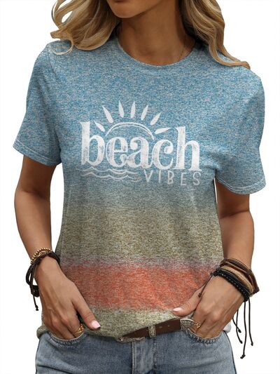 BEACH VIBES Ladies T-Shirt - Premium Ladies T-Shirt -  Follower Of Faith Apparel beach apparel, beach vibes, beach vibes tee, L@H, ladies Christian apparel, ladies Christian t shirts, ladies Short sleeve, ladies Short Sleeve t shirt, ladies Short Sleeve tee, ladies short sleeve tees, new, new arrival, new arrivals, Ship From Overseas, Vacation, vacation clothing, Vacation t shirts, Vacation tees for the family Shop our Christian T-Shirts & Apparel