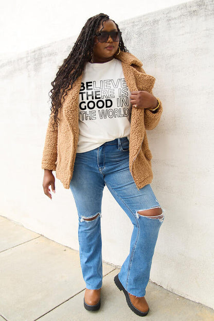 BELIEVE THERE IS GOOD IN THE WORLD Ladies T-Shirt - Follower Of Faith Apparel