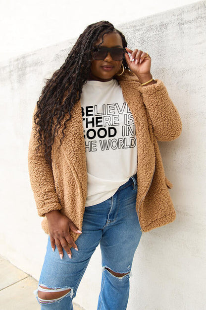 BELIEVE THERE IS GOOD IN THE WORLD Ladies T-Shirt - Follower Of Faith Apparel