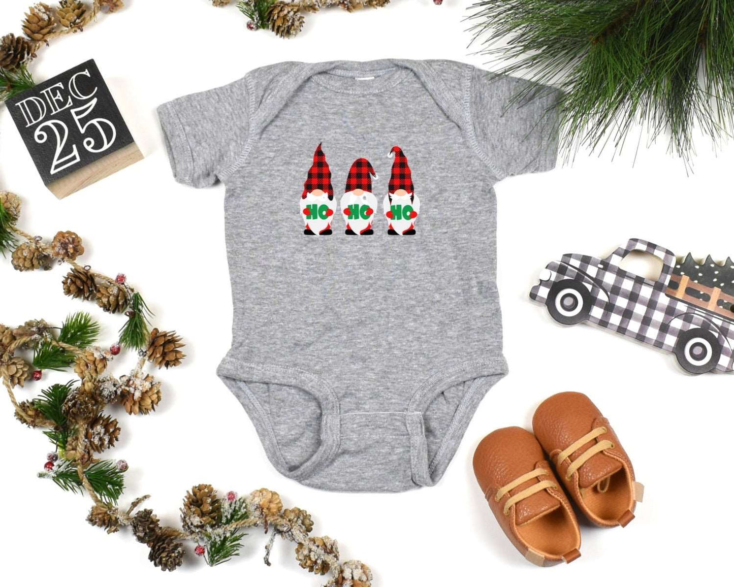 Baby Christmas Gnomes Onesie • Girl or Boy - Premium Kids clothes -  Follower Of Faith Apparel Baby Christmas clothing, Baby Clothing, Bodysuits, Cotton, Gnomes baby onesie, Holiday picks for babies, Kids' Clothing, new, new arrival, Onesies, Regular fit, Seasonal Picks Shop our Christian T-Shirts & Apparel