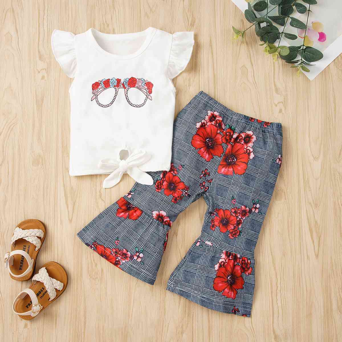 Baby/Toddler Tie Hem Top and Floral Flare Bottoms Set (9m - 3T) - Premium Kids Sets -  Follower Of Faith Apparel Baby, Baby girl, Baby set, Baby sets, Christian apparel for kids, D.Y.X, Girls floral set, Girls set, Kids, kids Christian apparel, Kids floral, Kids sets, Kids' Clothing, Ship From Overseas, Toddler, toddler Christian apparel, toddler clothing, Toddler set, Toddler sets, Toddler top and bottom, Toddlers, toddlers clothes Shop our Christian T-Shirts & Apparel