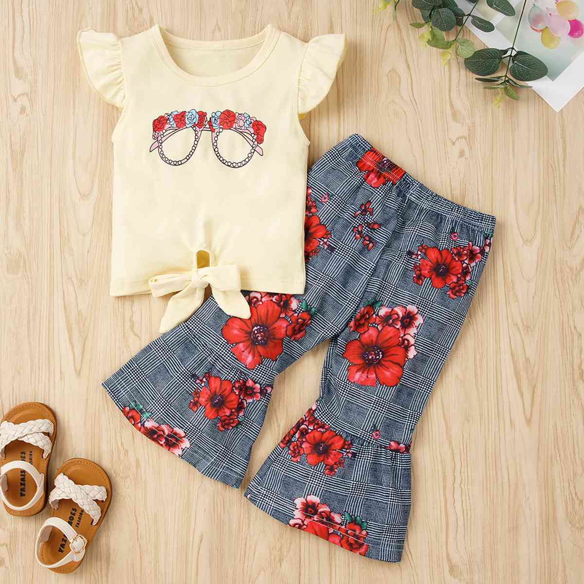 Baby/Toddler Tie Hem Top and Floral Flare Bottoms Set (9m - 3T) - Premium Kids Sets -  Follower Of Faith Apparel Baby, Baby girl, Baby set, Baby sets, Christian apparel for kids, D.Y.X, Girls floral set, Girls set, Kids, kids Christian apparel, Kids floral, Kids sets, Kids' Clothing, Ship From Overseas, Toddler, toddler Christian apparel, toddler clothing, Toddler set, Toddler sets, Toddler top and bottom, Toddlers, toddlers clothes Shop our Christian T-Shirts & Apparel