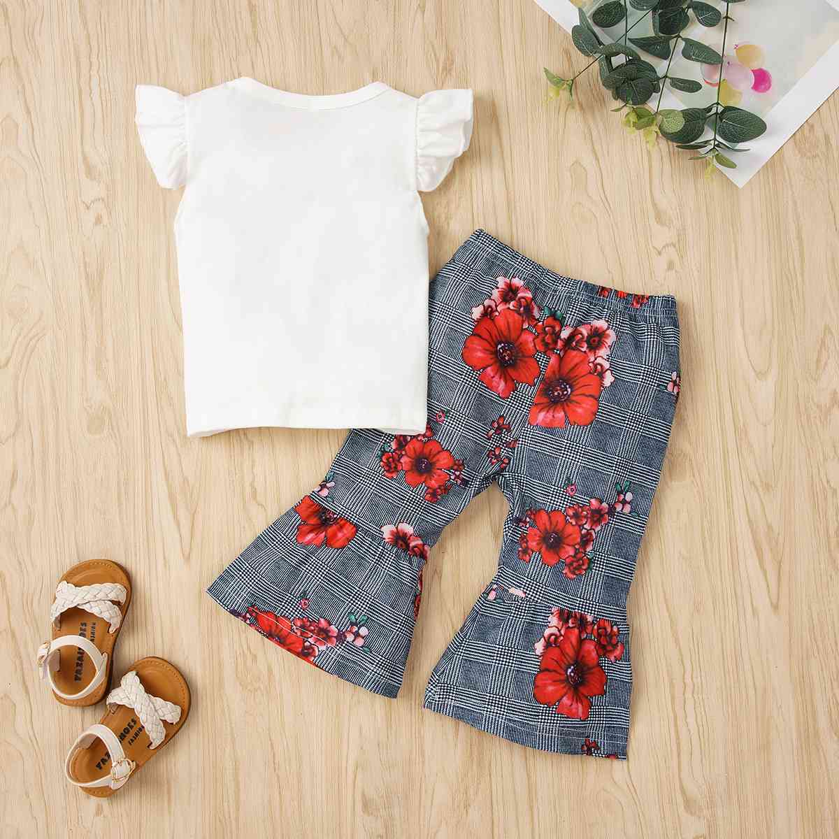 Baby/Toddler Tie Hem Top and Floral Flare Bottoms Set (9m - 3T) - Premium Kids Sets -  Follower Of Faith Apparel Baby, Baby girl, Baby set, Baby sets, Christian apparel for kids, D.Y.X, Girls floral set, Girls set, Kids, kids Christian apparel, Kids floral, Kids sets, Kids' Clothing, Ship From Overseas, Toddler, toddler Christian apparel, toddler clothing, Toddler set, Toddler sets, Toddler top and bottom, Toddlers, toddlers clothes Shop our Christian T-Shirts & Apparel