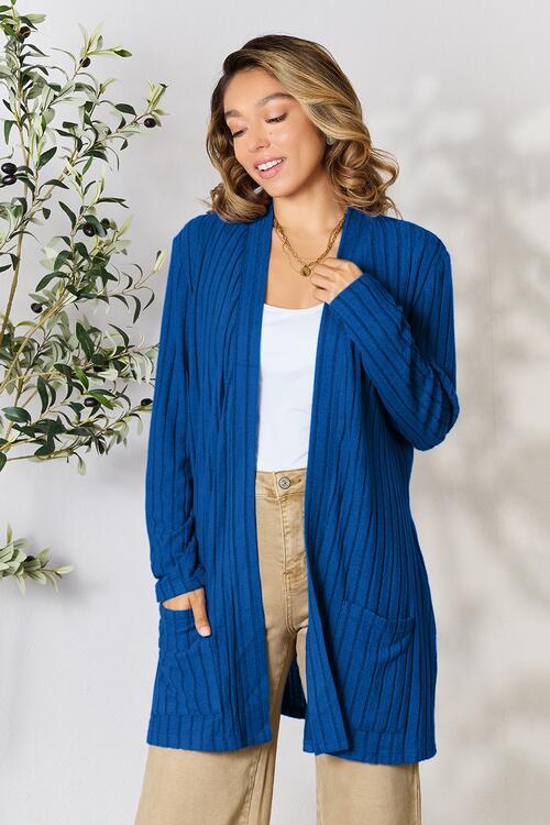 Basic Bae Full Size Ribbed Open Front Cardigan with Pockets - Premium  -  Follower Of Faith Apparel Basic Bae, Black Friday, new arrival, new arrivals, Ship from USA Shop our Christian T-Shirts & Apparel