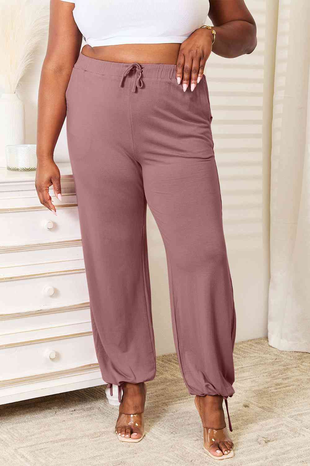 Basic Bae Full Size Soft Rayon Drawstring Waist Pants with Pockets - Premium Joggers -  Follower Of Faith Apparel Basic Bae, joggers, ladies bottoms, Ship from USA, super soft joggers for ladies, Women's Clothing, women's joggers Shop our Christian T-Shirts & Apparel