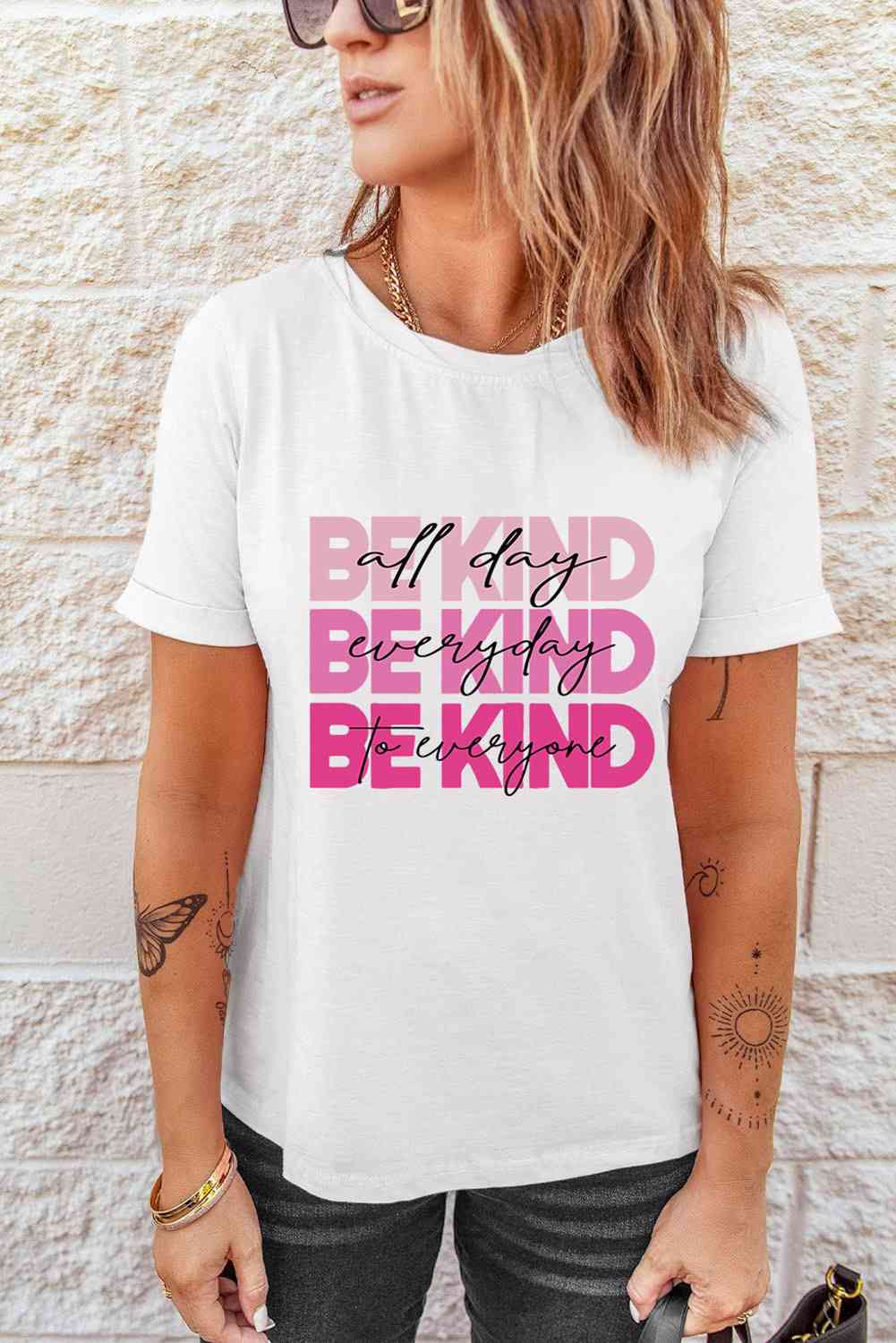 Be Kind All Day Everyday To Everyone Ladies Short Sleeve T-Shirt - Premium Ladies Short Sleeve T-Shirt -  Follower Of Faith Apparel Be kind all day, Be kind everyday, Be kind t shirt, be Kind tee, be Kind tee shirt, be Kind to everyone, Be kind top, ladies Short sleeve, ladies Short Sleeve t shirt, ladies Short Sleeve tee, ladies short sleeve tees, Ship From Overseas, SYNZ, White Shop our Christian T-Shirts & Apparel