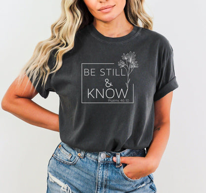 Be Still & Know Psalms 46:10 Ladies Vintage Wash T-Shirt - Premium T-Shirt -  Follower Of Faith Apparel Bible verse apparel, Bible verse tee, Cotton, Crew neck, DTG, God apparel, Jesus apparel, Jesus tees, Ladies Christian t shirts, Oversized, Psalms 46:10 Tee, Psalms apparel, Psalms t shirts for women, T-shirts, Unisex, Women's Clothing, Women’s Christian t shirts Shop our Christian T-Shirts & Apparel