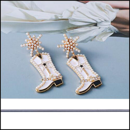 Boot Alloy Dangle Earrings - Premium Jewelry -  Follower Of Faith Apparel Accessories, boots earrings, cowboy earrings, cowgirl earrings, J.J.S.P, jewelry, Ship From Overseas Shop our Christian T-Shirts & Apparel