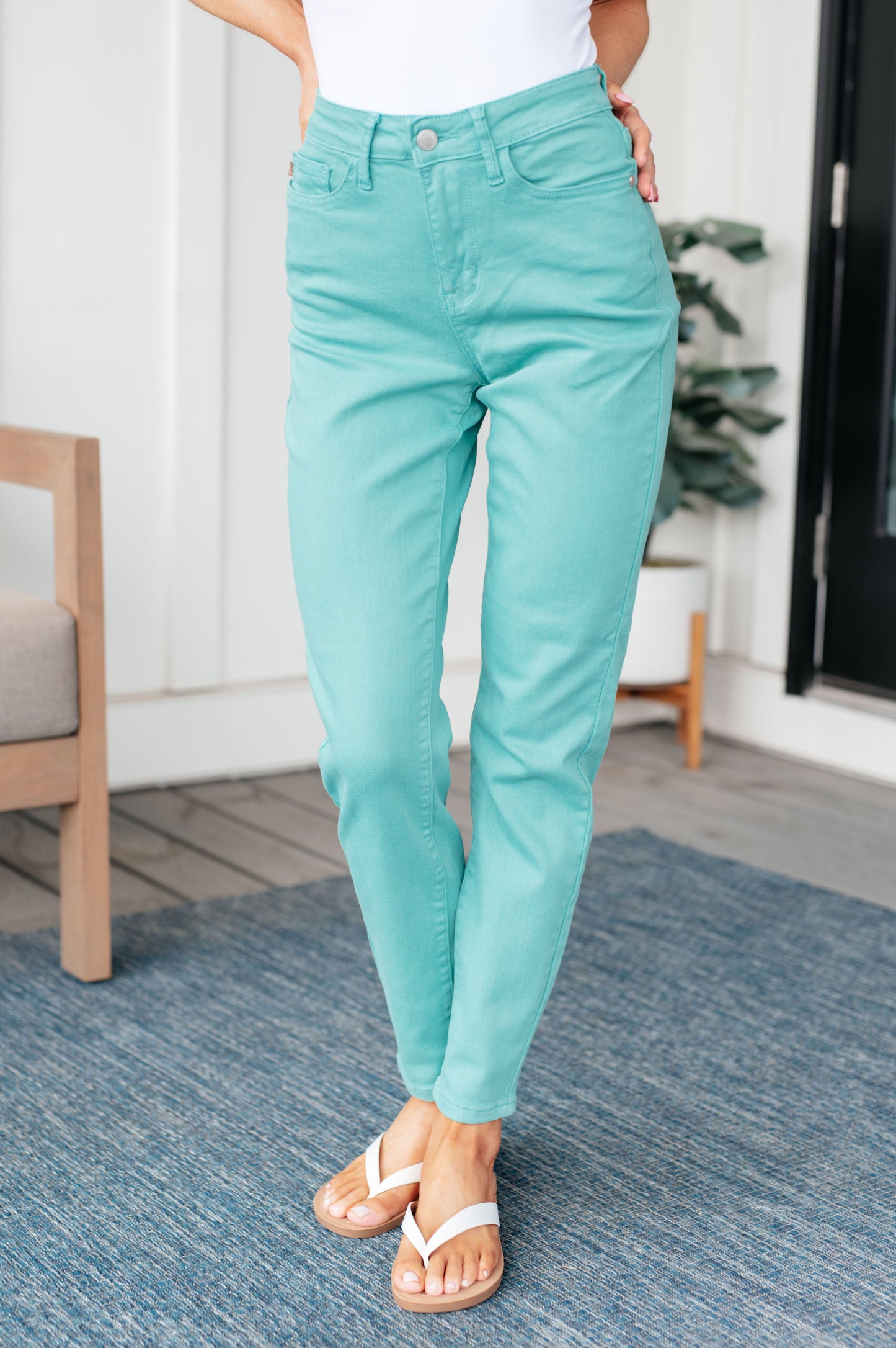 Judy Blue Bridgette High Rise Slim Aquamarine Jeans - Premium Denim -  Follower Of Faith Apparel 0/24, 1/25, 11/30, 13/31, 14W, 15/32, 16W, 18W, 20W, 22W, 24W, 3-19-2024, 3-28-2024, 3-29-2024, 3-6-2024, 3/26, 4-19-2024, 5-1-2024, 5/27, 6-6-2024, 7-1-2024, 7/28, 8-26-2024, 88689, 9/29, Bottoms, Denim, flatrate, JB3-6-2024, JBAvailableNow, JBFlashSept24, Jordan, Judy Blue Shop our Christian T-Shirts & Apparel